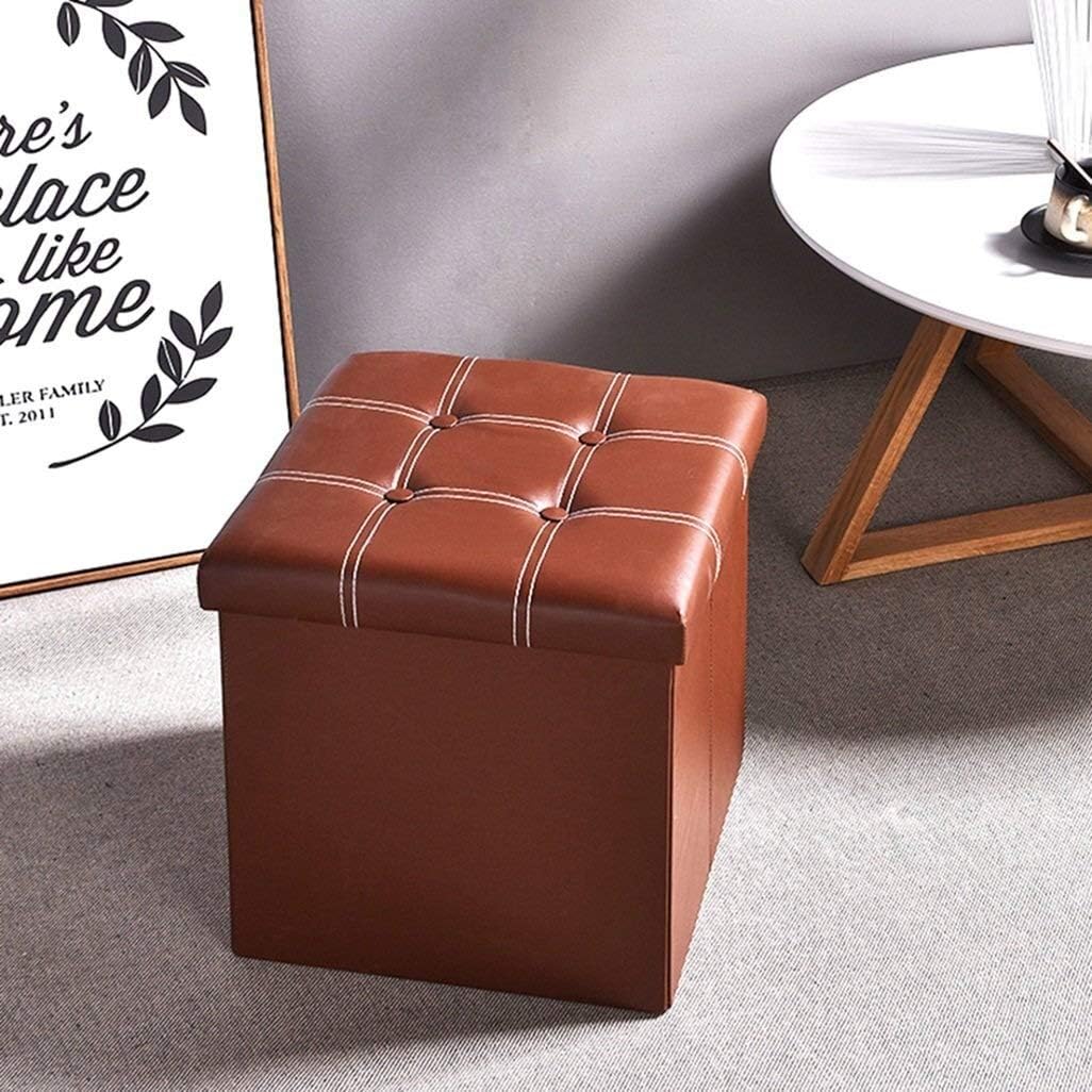 Multi-Function Storage Solid Wood PU Change Shoe Bench for Living Room Hallway-Footstool Sofa Stool Wooden Bench Seat,Multiple Colors to Choose from (Color:Brown)