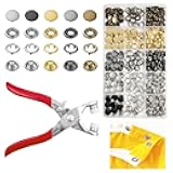 GTAAOY 100 Sets 9.5mm Metal Snaps Buttons with Fastener Pliers Press Tool Kit Perfect for Crafts Clothes Hats and Sewing, Snap Button Fasteners Kit for Clothing Sewing