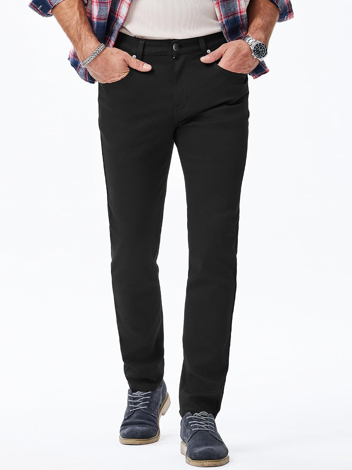 JMIERR Men's Jeans Regular Fit Straight Stretch Classic Casual Denim Pants