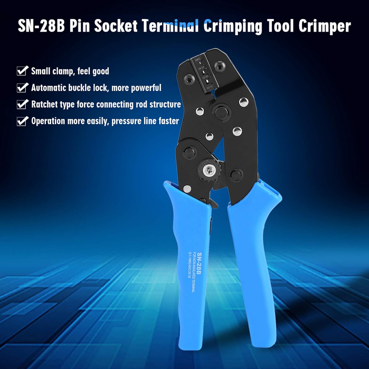Open Terminal Crimper Plier Tool, Terminal Professional Pin Crimping Tool, SN-28B Crimping Tool Pin Terminal Crimping Tool JST Connector Crimping Tool for JST