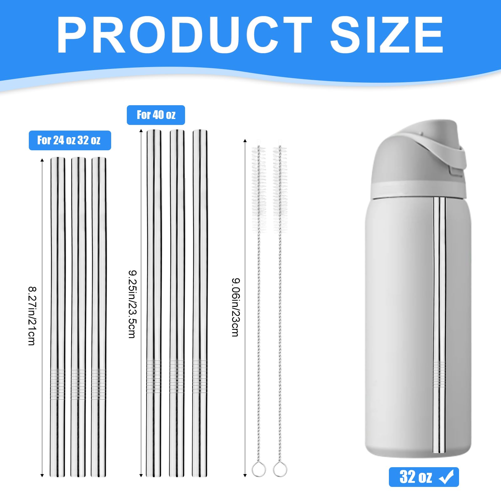 6 cannucce in metallo compatibili con Owala FreeSip 680,4 g, 907,2 g, 1134 g, cannucce per Owala con 2 cannucce riutilizzabili in acciaio inox Koala di ricambio per bottiglia Owala