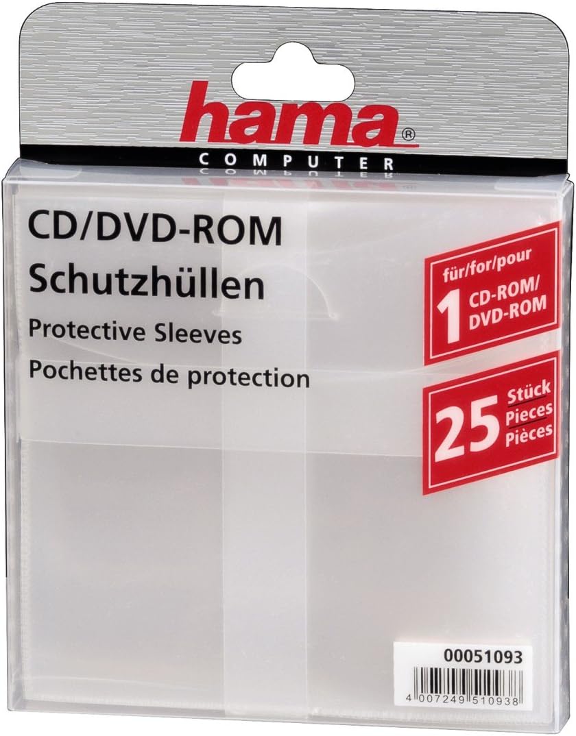 Hama - Fundas para CD (25 Unidades), Transparentes : Amazon.es: Informática