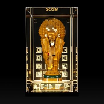 Acrylic Display Case for Lego 43020 FIFA World Cup Trophy Building Set, Dustproof Showcase Box with LED Lighting & Metal Screw Structure Only Case - Model Not Included