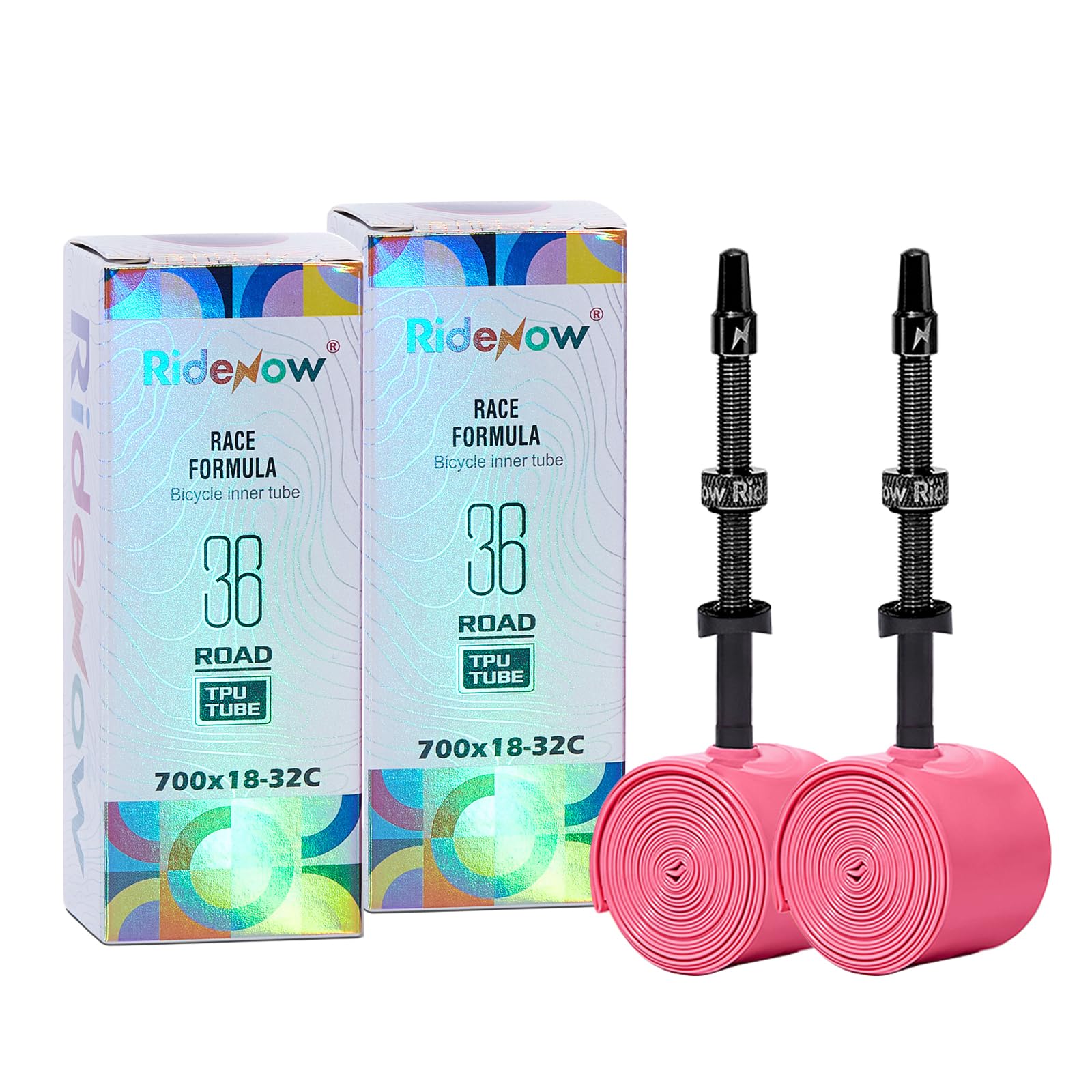 Photo 1 of ** only 1**
2 Pack Ridenow TPU Inner Tube 700C x 18-32C Lightweight for Road Bike 65mm Black Metal Presta Valve with Detachable Brass Core (Include Repair Patch Kit)