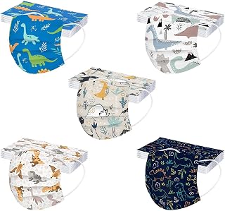 HappyShopYZ 100PC Child Kids Disposable_Face_Masks Dinosaur Cartoon Pattern 3 Ply Protection Face Shield High Filtration Breathable Dust-proof Face Covering for School Outdoor