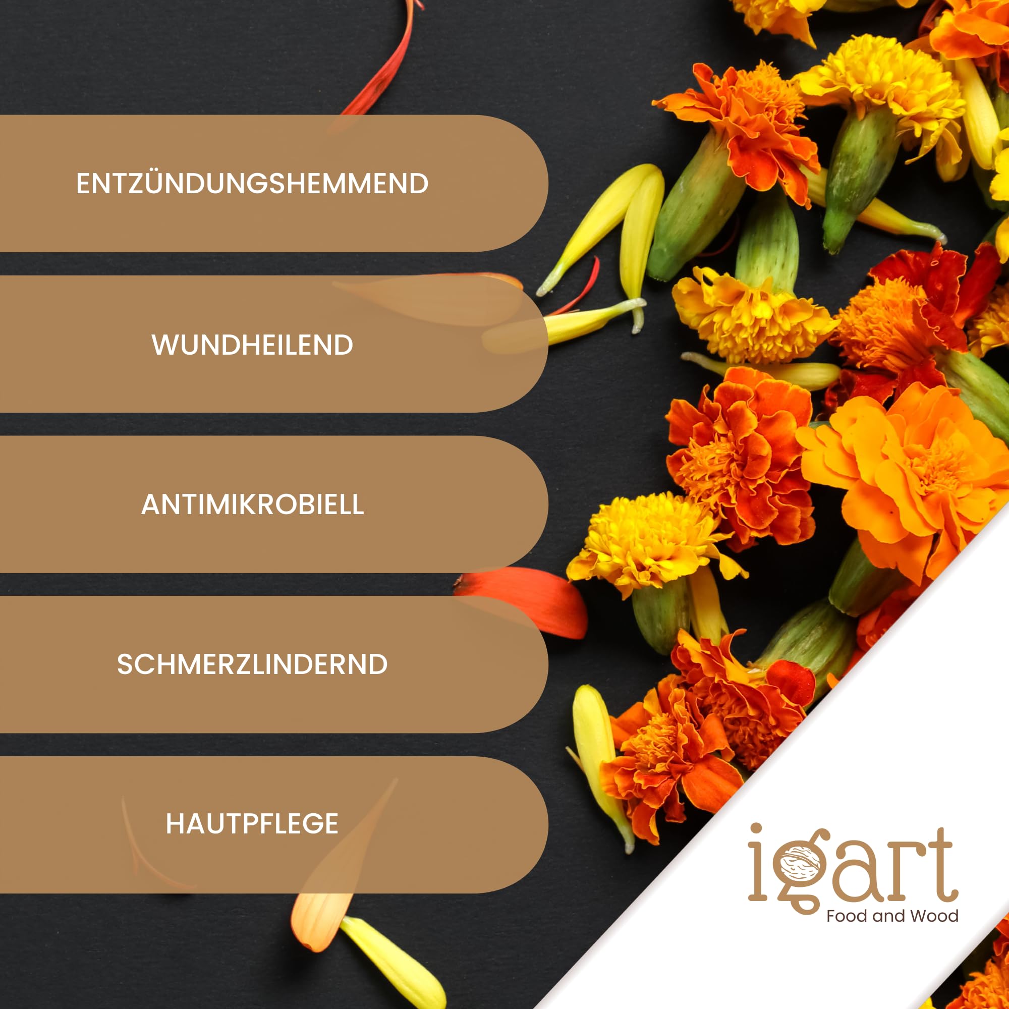 IGART Ringelblume 2000g 2kg, Ringelblumenblüten essbar, Tee, Ringelblumentee, Orange Calendula, Getrocknete Blüten, Calendula Officinalis, Kräutertee, Essblüten im Nachfüllpack