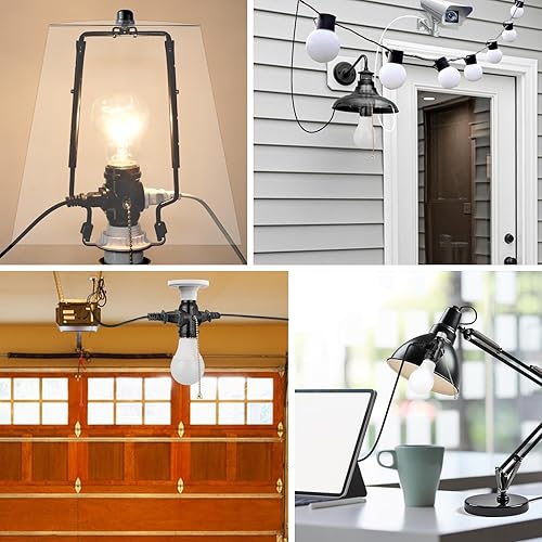 Miniatura 7 de Adaptador de enchufe de luz de 2 tomas, divisor de enchufe de bombilla E26 a tomacorriente, convierte el enchufe de tornillo mediano en un enchufe