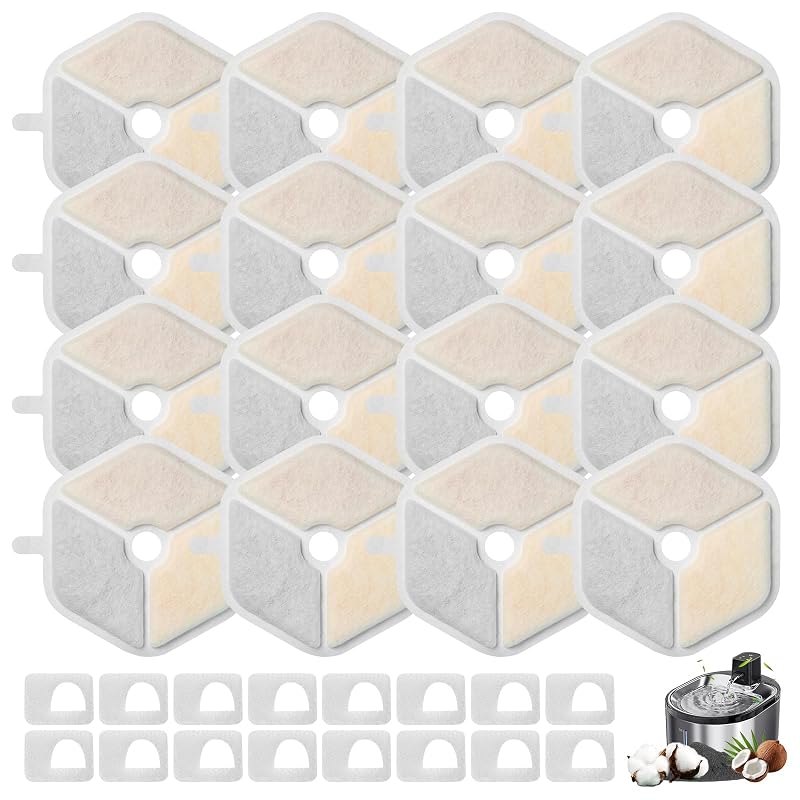 Refil de Filtro para Fonte de Gatos Smartoo PTM-643 com Esponjas e Filtragem em 4 Camadas, 4,5 L, HAVANSIDY, Pacote com 16