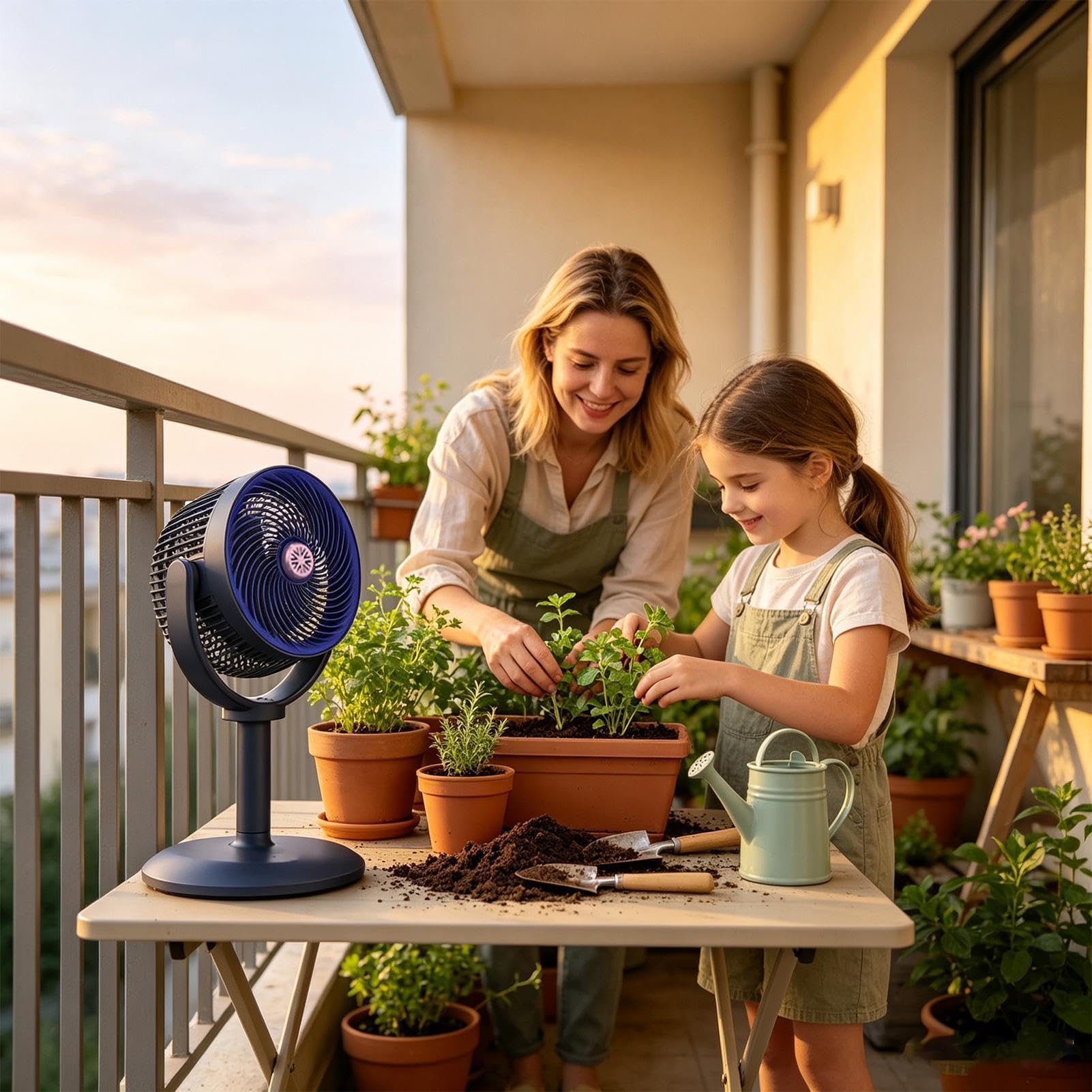 Ventilador Vertical Alimentado Con Energía Solar USB Recargable 5 | Ventilador de Pedestal Para Dormitorio Oficina Camping Jardín Balcón Patio