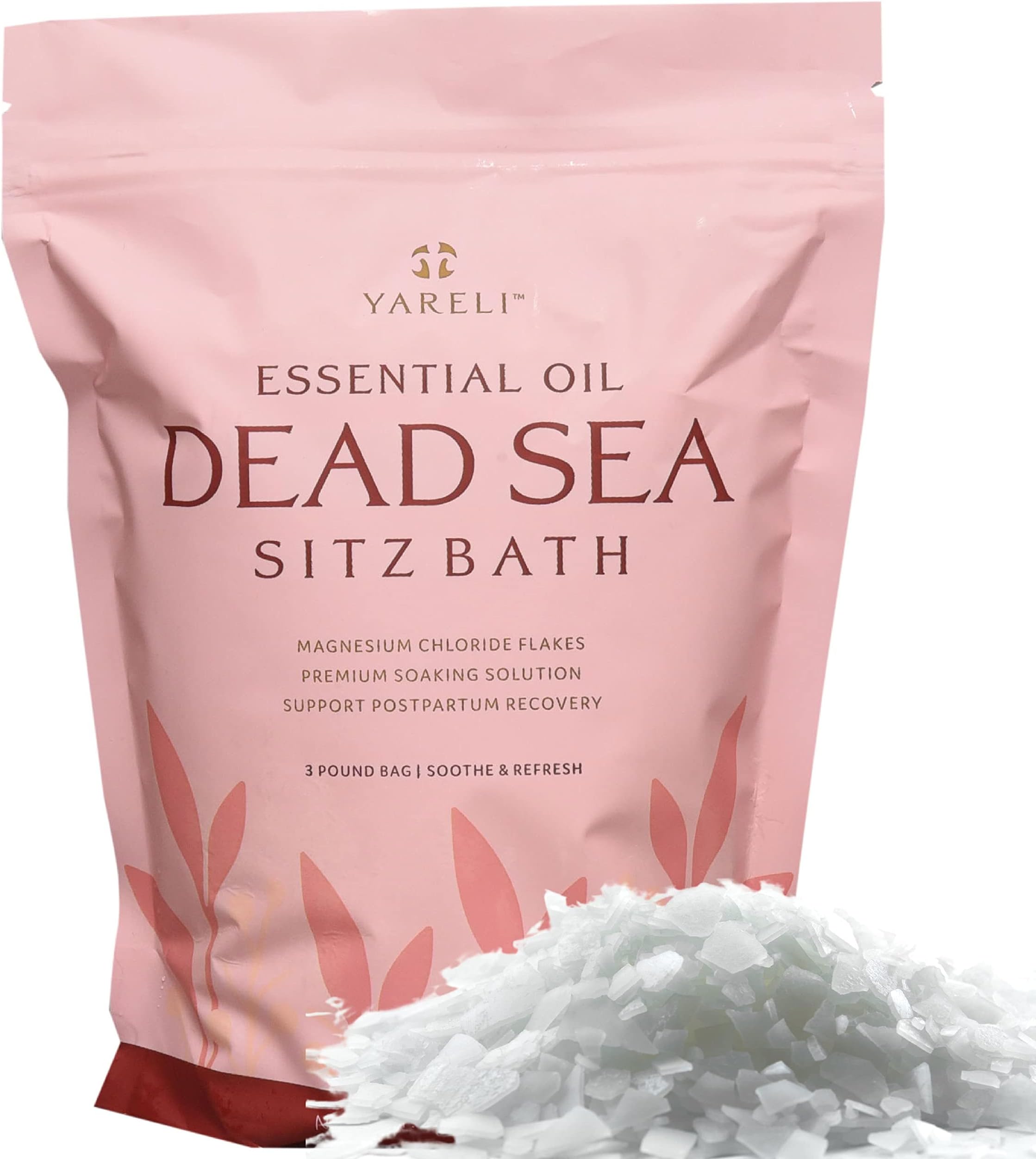 Sitz Bath Soak for Postpartum Recovery and Hemorrhoid Relief, with Dead Sea Magnesium Bath Salt Flakes and Essential Oils, 3lbs