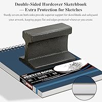 Vista 5 de Cuaderno de bocetos de 9 x 12 pulgadas, cuaderno de bocetos de tapa dura, bloc de bocetos con espiral superior, bloc de papel de dibujo de 100 hojas