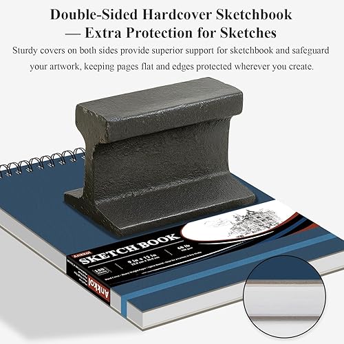 Miniatura 19 de Ankkol Cuaderno de bocetos pequeño de 5 x 7, 100 hojas en espiral, 68 libras/3.53 oz/m², mini cuaderno de bocetos rígido, cuaderno de dibujo plano