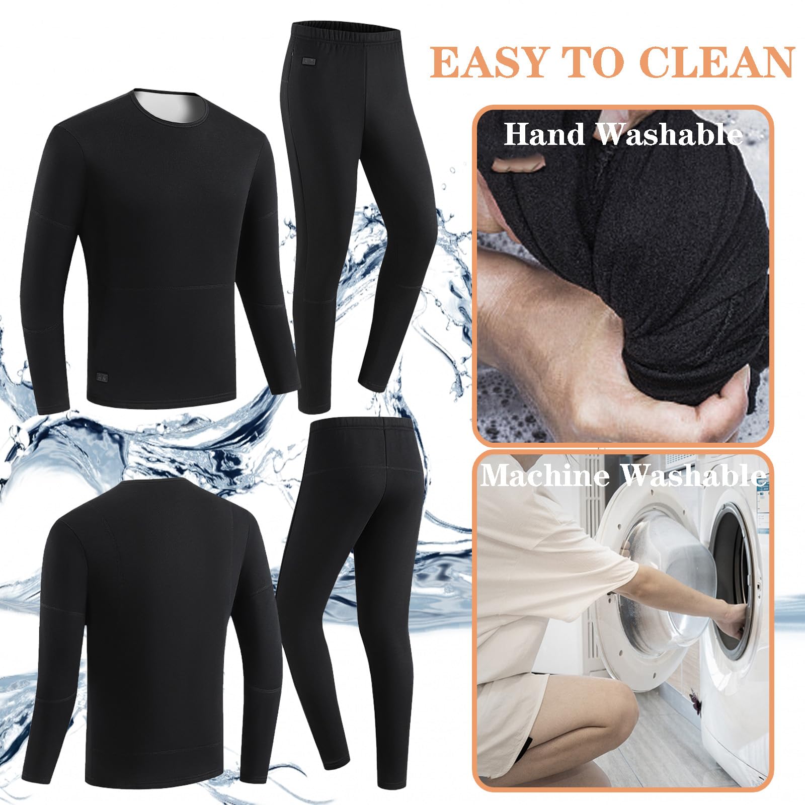 Set di Biancheria Intima Termica Riscaldata da Uomo con 30 Zone di Riscaldamento Pantaloni di Base E Pantaloni Lunghi Foderati in Pile
