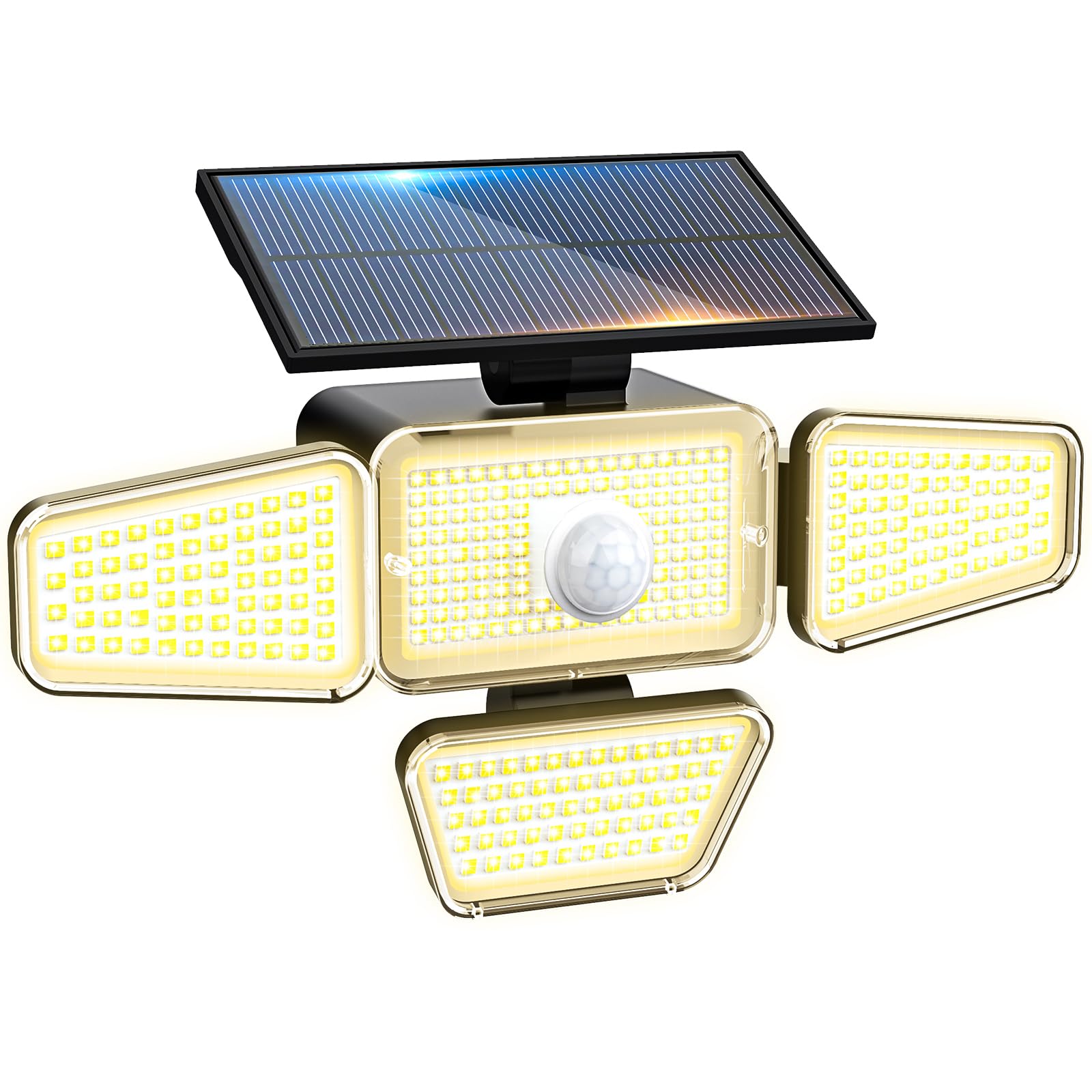 Peasur Solarlampen für Außen mit Bewegungsmelder, 318 LED solar lampe outdoor, IP65 Wasserdicht Solar Aussenleuchte für Garten Balkon Garage Zaun(Warmes Weiß)