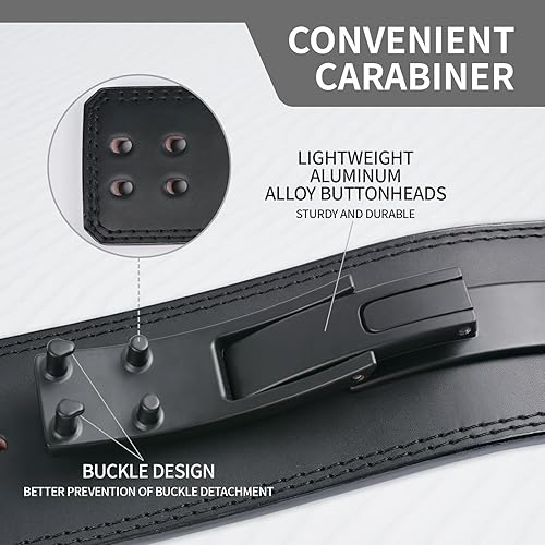 Miniatura 5 de Cinturón de levantamiento de pesas de cuero genuino con hebilla de palanca, soporte lumbar de cuero de 4 pulgadas de grosor, cinturones de gimnasio