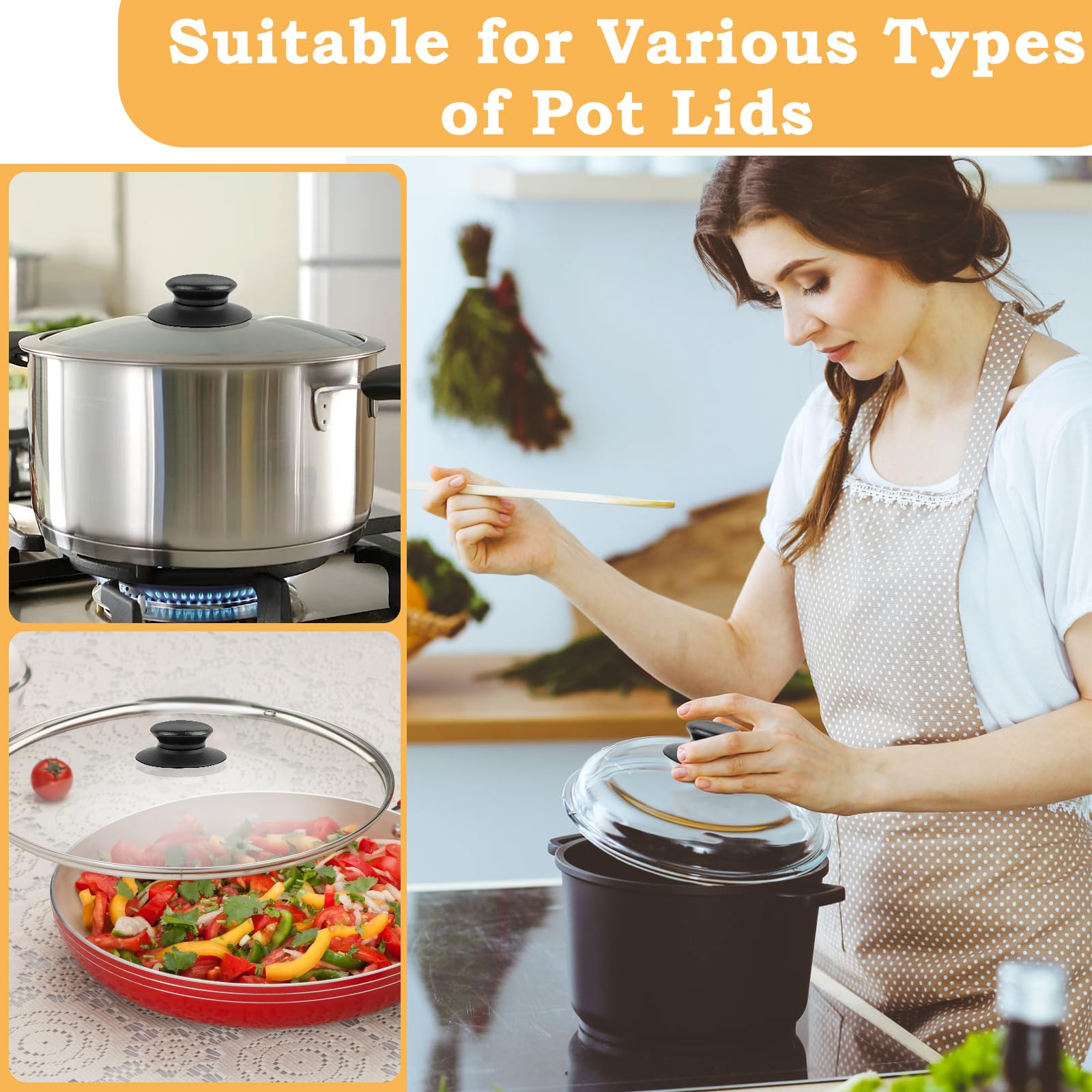 5 Manopole Per Coperchi Di Pentole - Universali, Resistente Al Calore, Con Viti E Rondelle - Foto 2