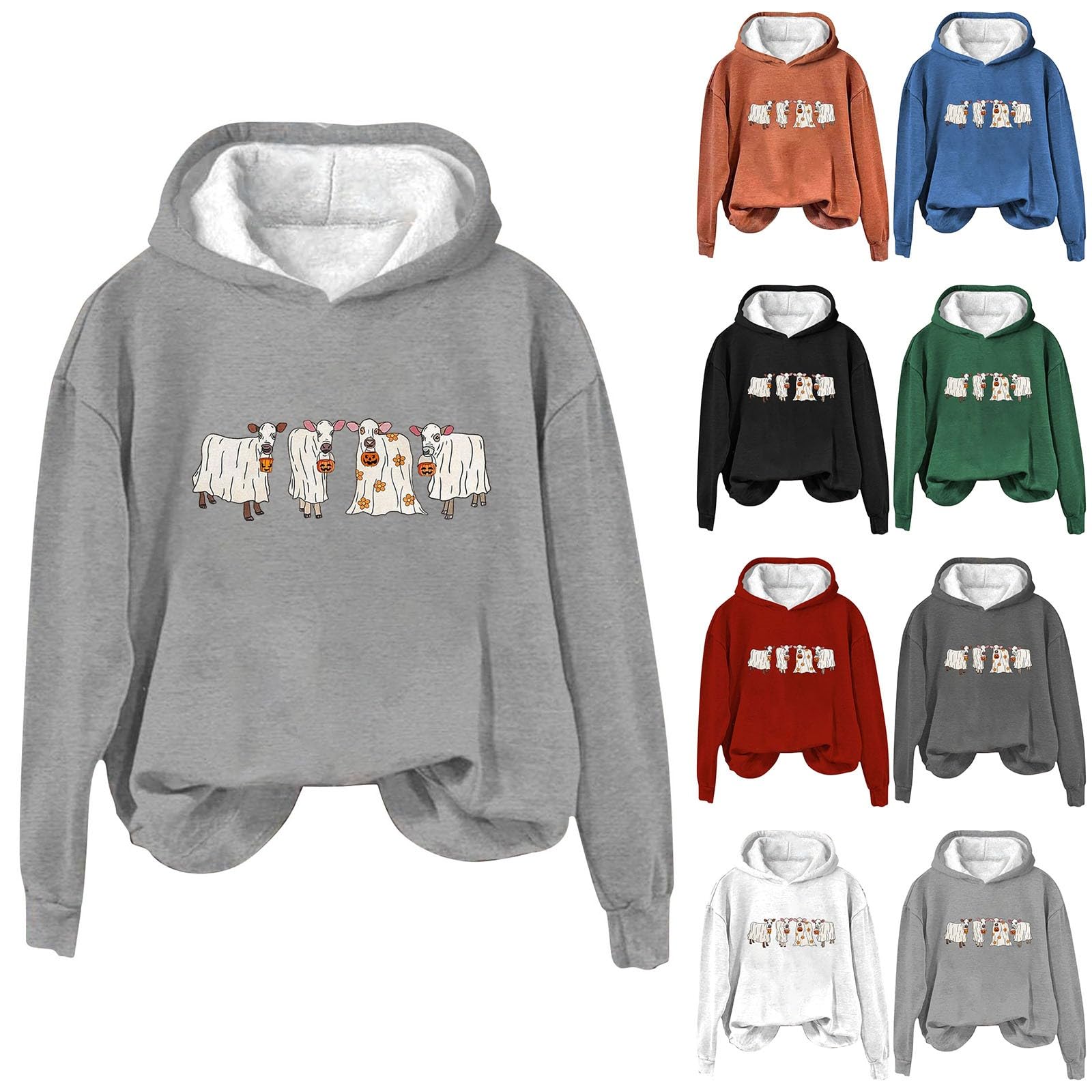 Hoodies For Womens Fall Fashion 2023,Sweatshirt Theghost Cow Print Crewneck Pullover Comfy Girls Teen Tops Outfits