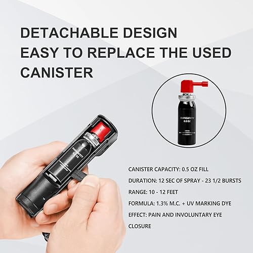Miniatura 6 de Juego de alarma personal de autodefensa 3 en 1 para mujer, gel pimienta de máxima resistencia y luces estroboscópicas y sirena de 130 dB, tinte de
