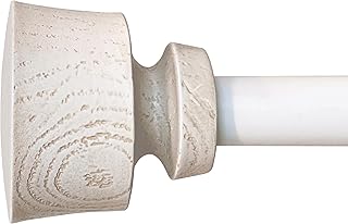Stockton Juego de barra de cortina ajustable de 86 a 128 pulgadas, diámetro de 5/8 pulgadas en color blanco antiguo