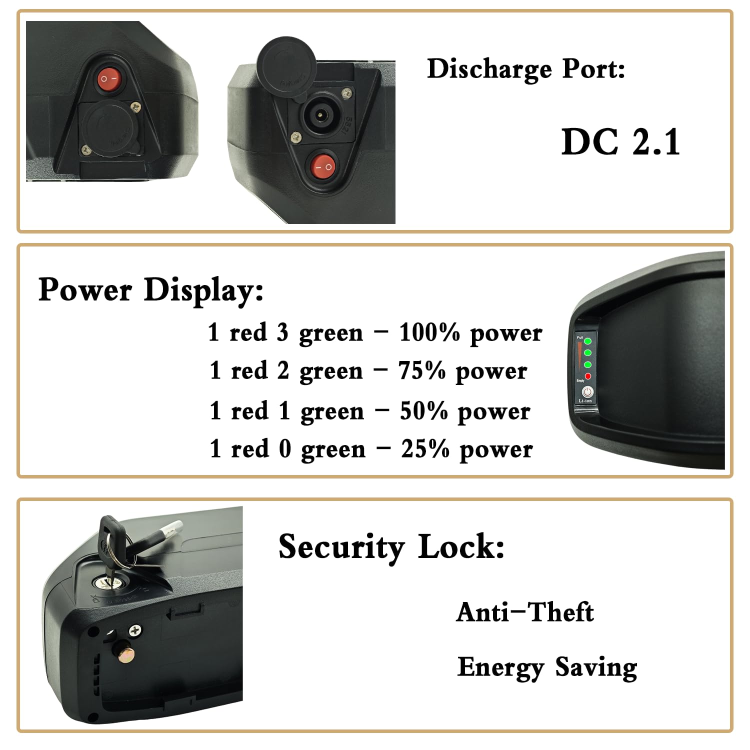 Akumulator litowo-jonowy 48 V, 13Ah/15Ah do roweru elektrycznego Pedelec z ładowarką 2A/3A, pasuje do silnika 48 V 200w-750 W, do OUXI (48 V 15AH 21700)