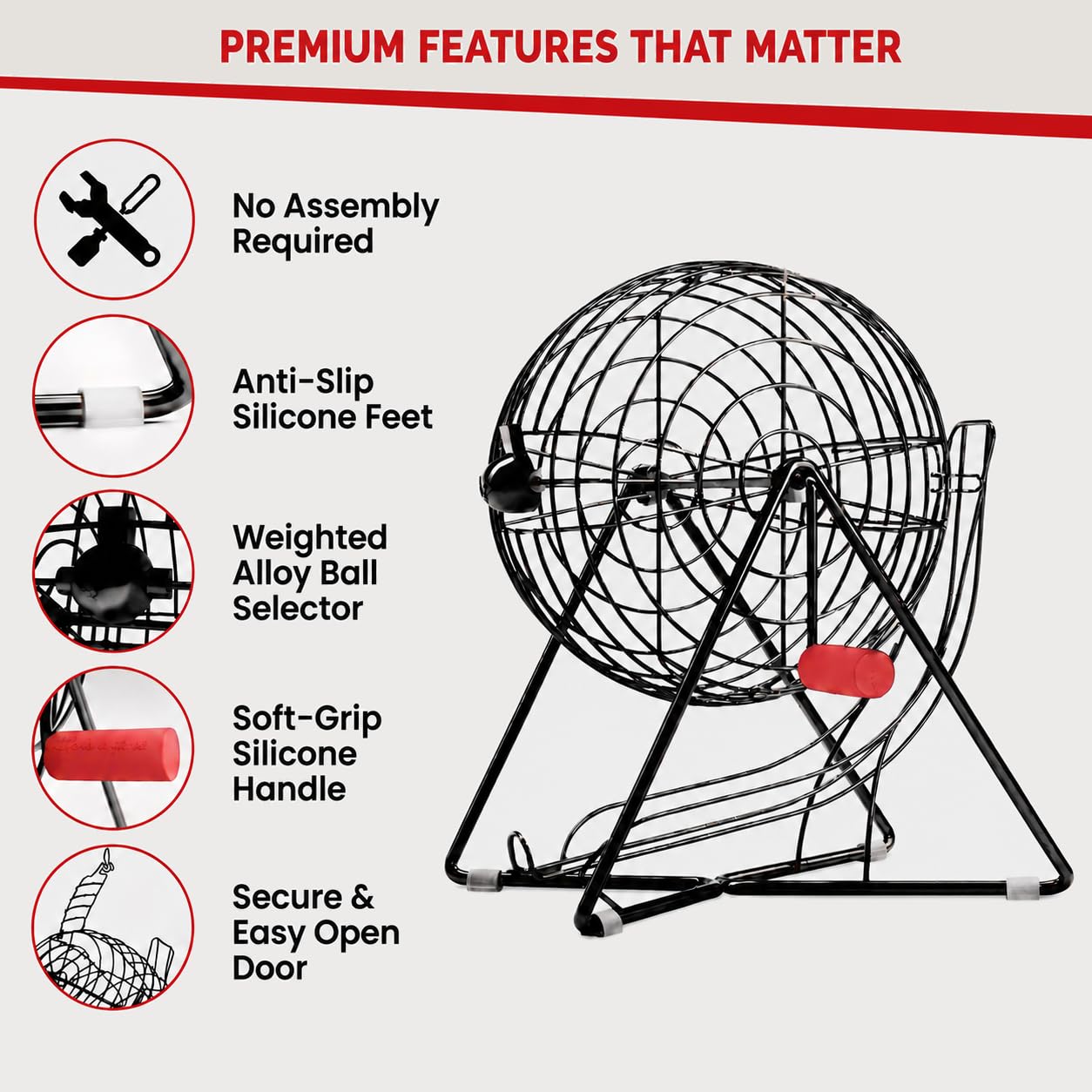 Ufficiale professional-use piccolo nero rivestito in plastica bingo Cage solo, 27,9 cm High by Mr. chips, Inc