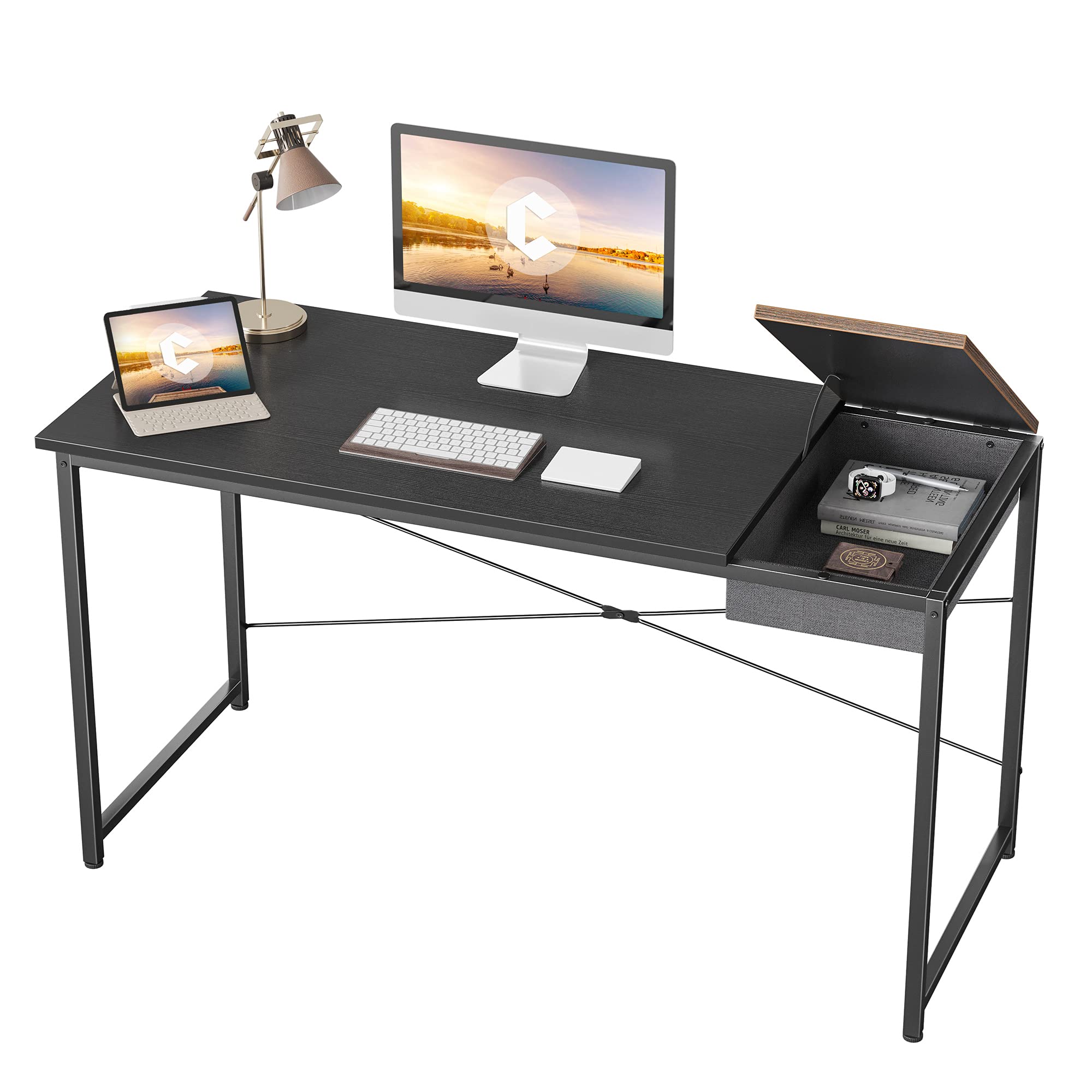 Buy Cubiker Computer Desk 55" Home Office Writing Study Laptop Table