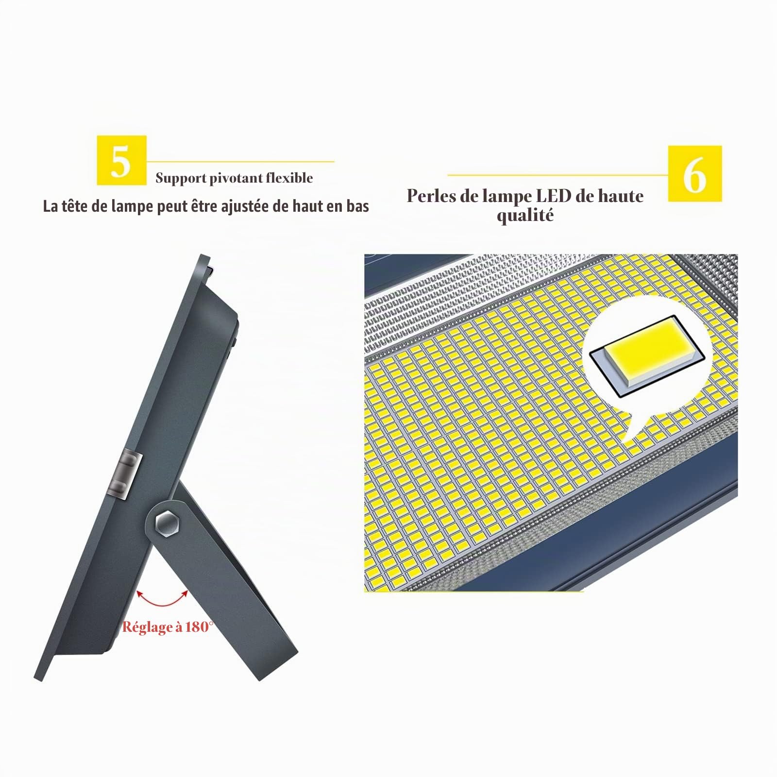 Projecteur LED Exterieur 600W 1000W,Lumières D'inondation Lumière Blanche Positive 6500K,4000lm-40000lm,Spot LED 220V IP67 étanche Super Lumineux, 1000W