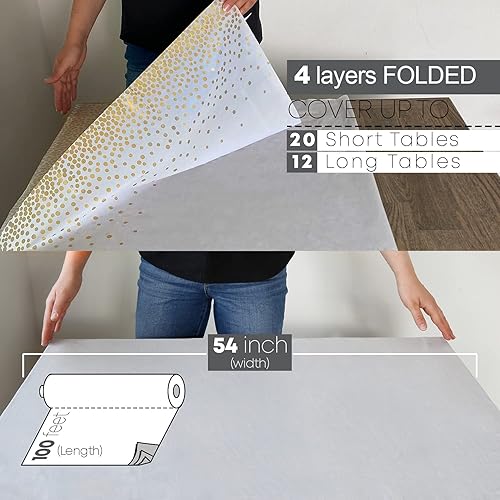 Miniatura 10 de Neatiffy Rollo de mantel de plástico desechable de 54 pulgadas x 100 pies con cortador deslizante Cubierta impermeable para mesas rectangulares