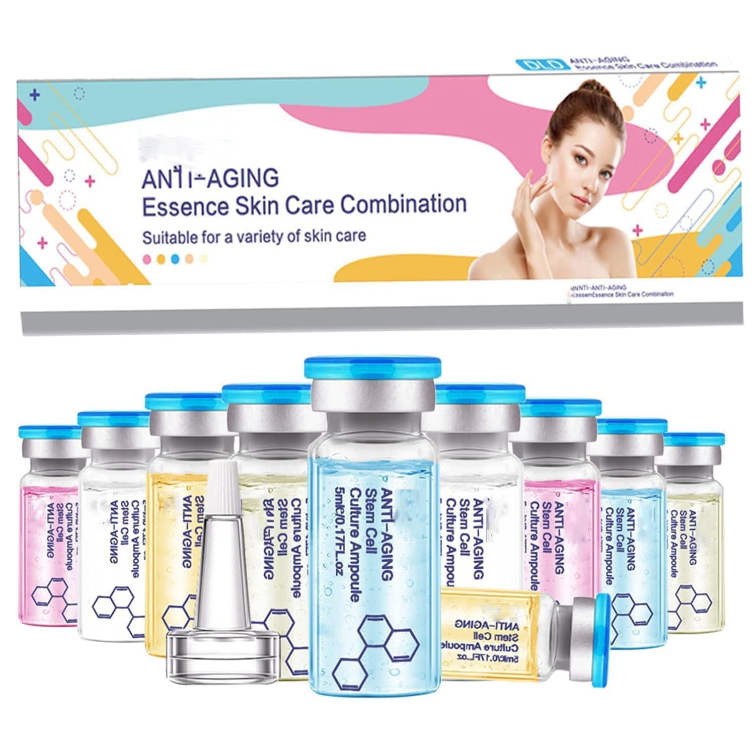 BB Glow Pigment Booster Starter Kit, 10 Vials Hyaluronic Acid Ampoule Essence Skin Kit for Facial der Skin Care Serum Anti-aging Essence Skin Care BB Glow