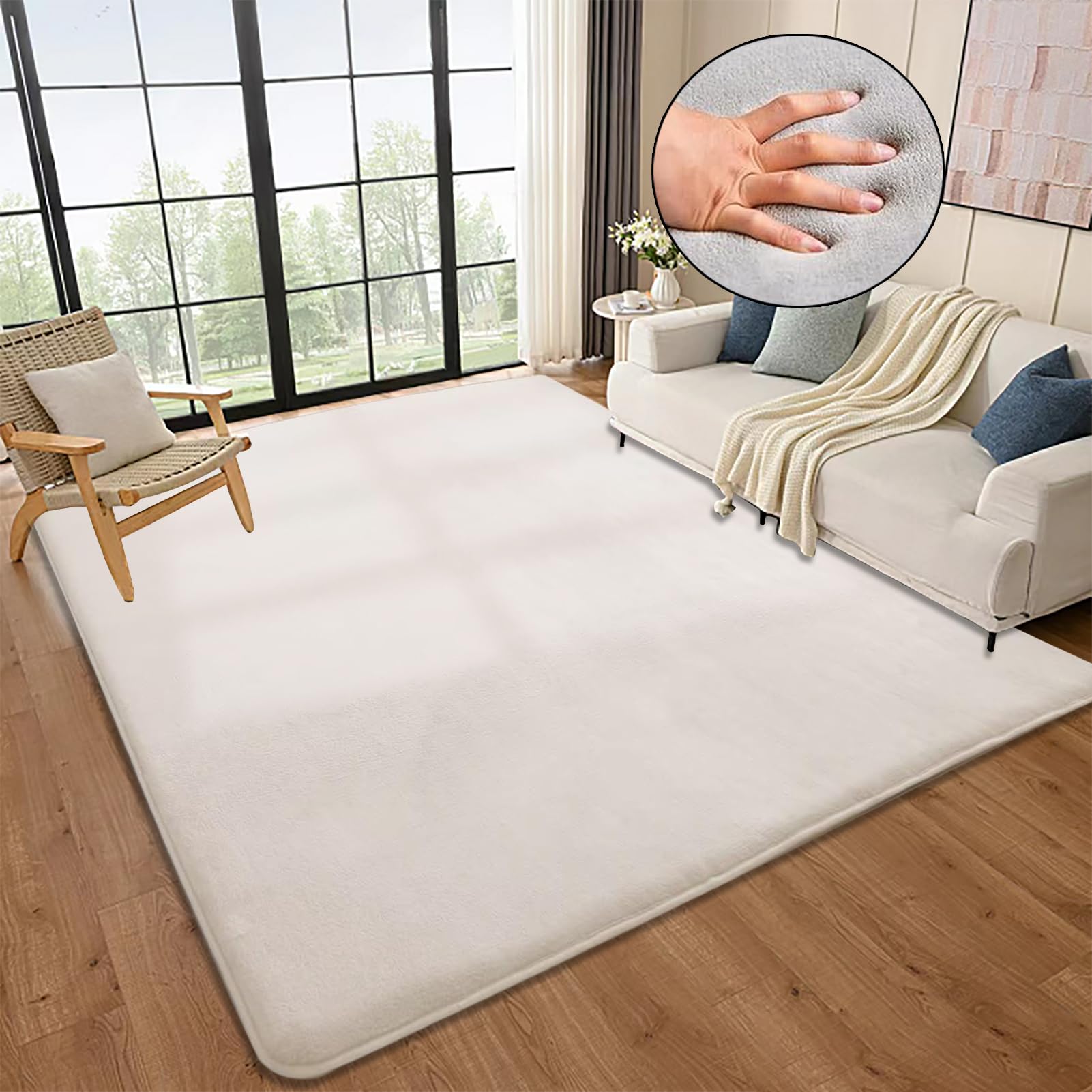 Krabbelmatte Baby 3cm Dicke Schaumstoff Spielmatte, 90 x 200 cm Teppich Kinderzimmer, Crème Teppich Kinder Spielmatte mit Rutschfester Unterseite, Teppich Baby für Kinder, Kinderteppich
