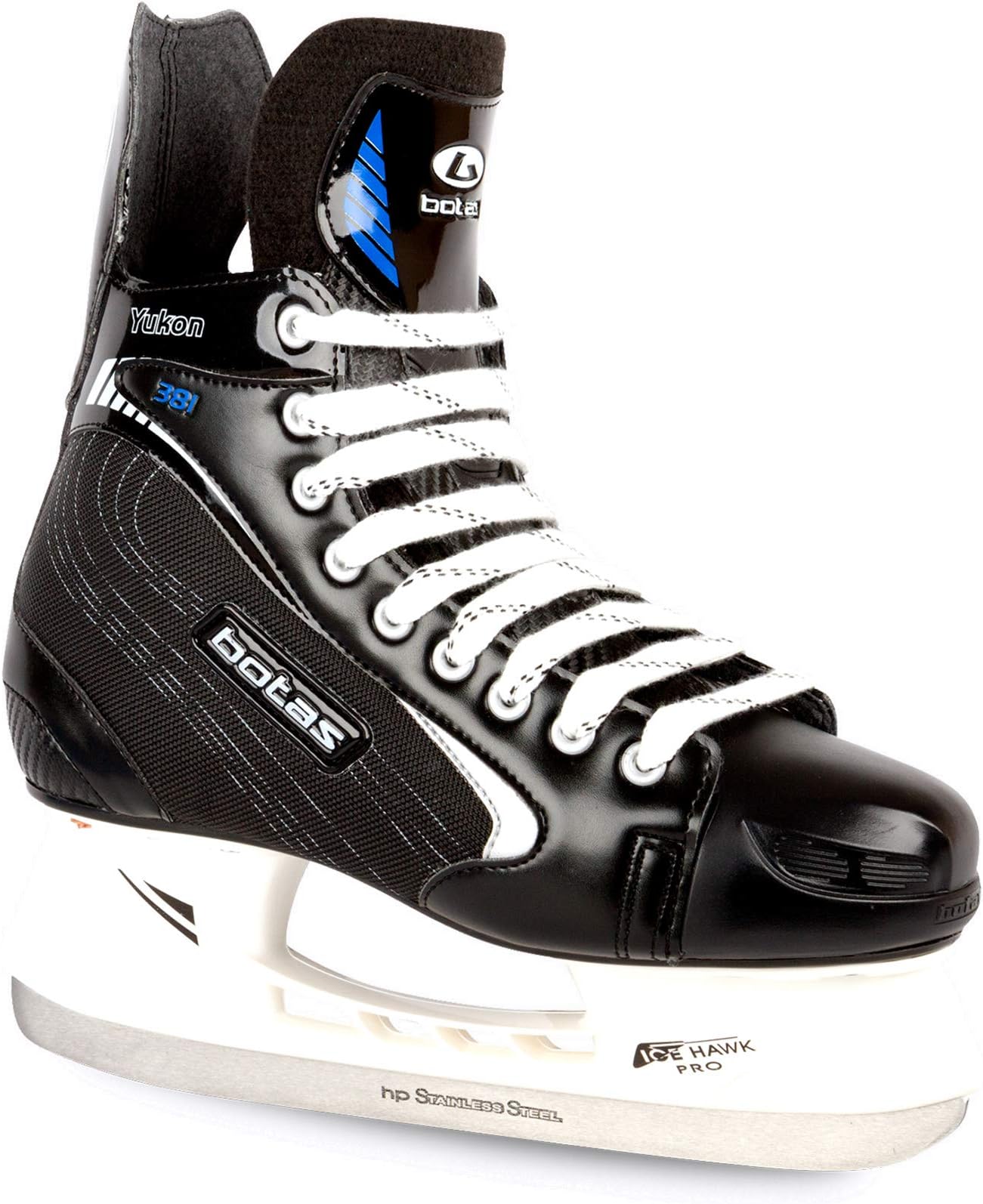 Yukon 381 - Men's Ice Hockey Skates | Made in Europe (Czech Republic) | Color: Black with Silver