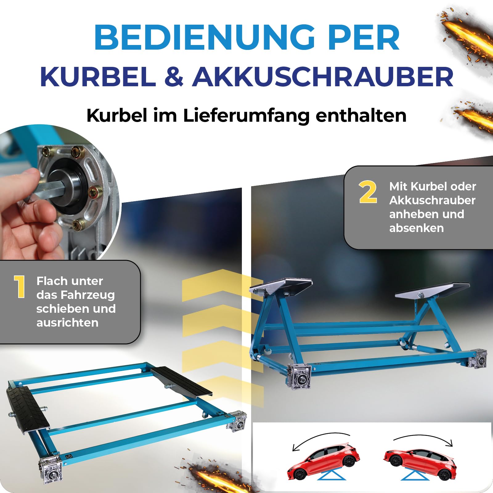 BITUXX Kipphebebühne 3T Mobile Werkstatt Hebebühne Wagenheber Kurzhub PKW Lift bis 3000 kg