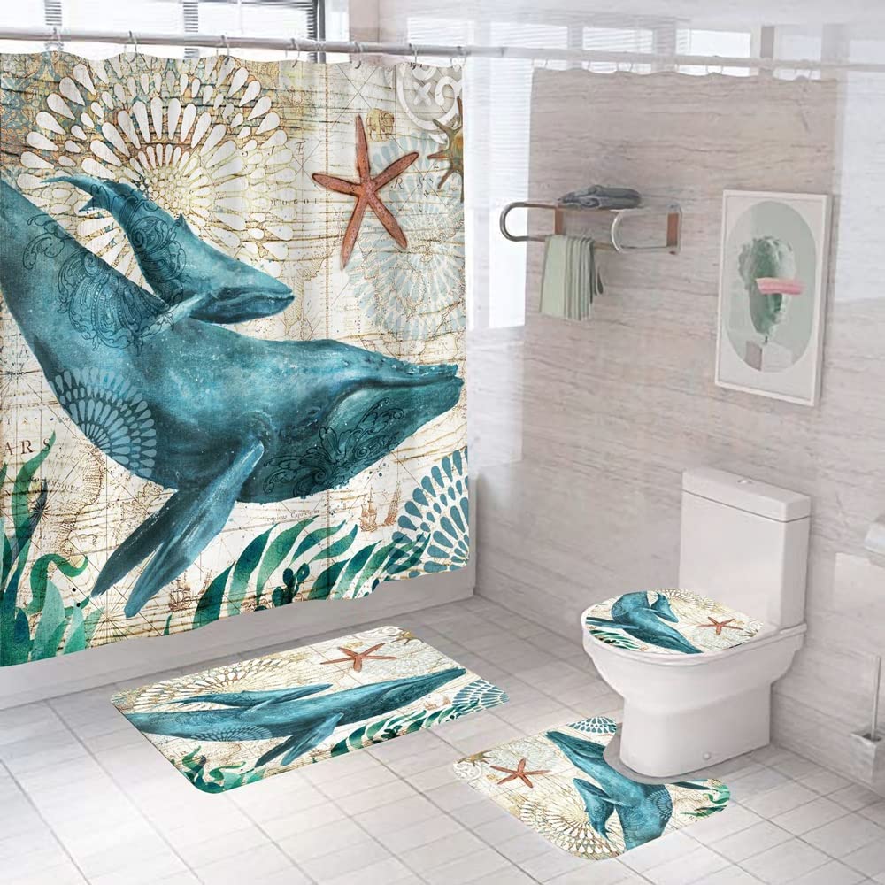Rideau De Douche Tortue Marine Accnicc - 183x213cm Motif Océan Imperméable