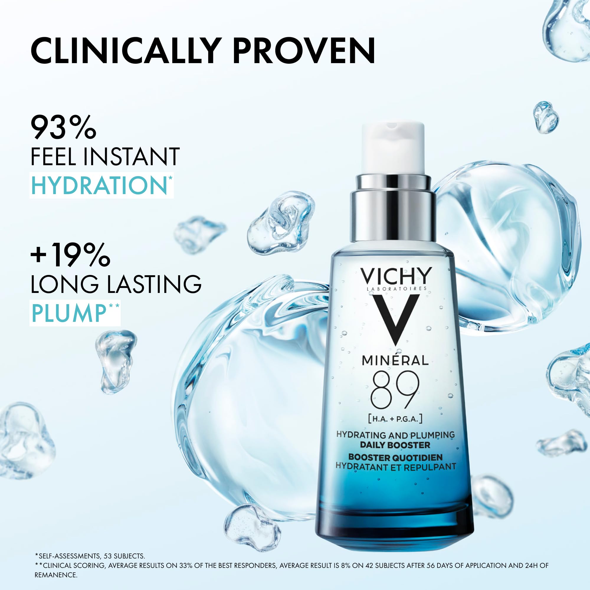 Vichy Mineral 89 Daily Skin Booster Serum 50ml with 89% Vichy Volcanic Water & Hyaluronic Acid, Hydrating & Fortifying Face Serum for Plumper, Stronger, Glowing Skin, All Skin Types