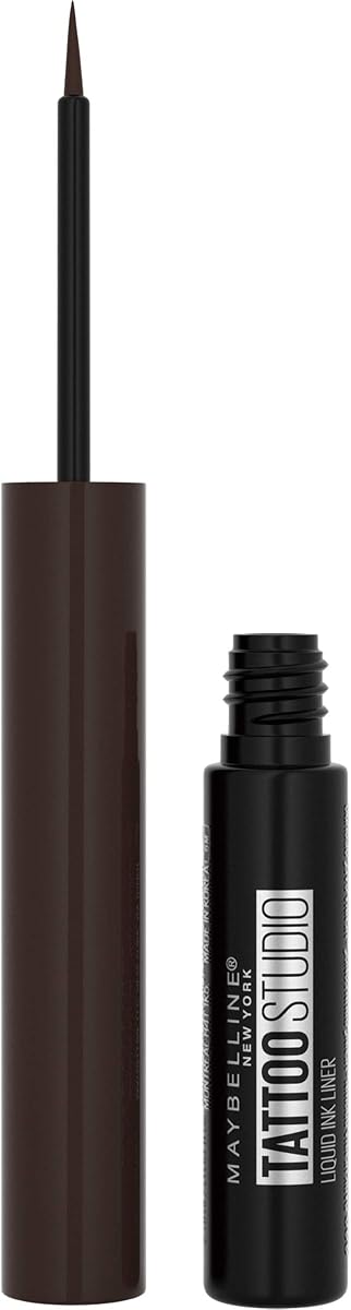 TattooStudio Liquid Ink Longwear Liquid Eyeliner Makeup, Dark Henna Brown, 1 Count
