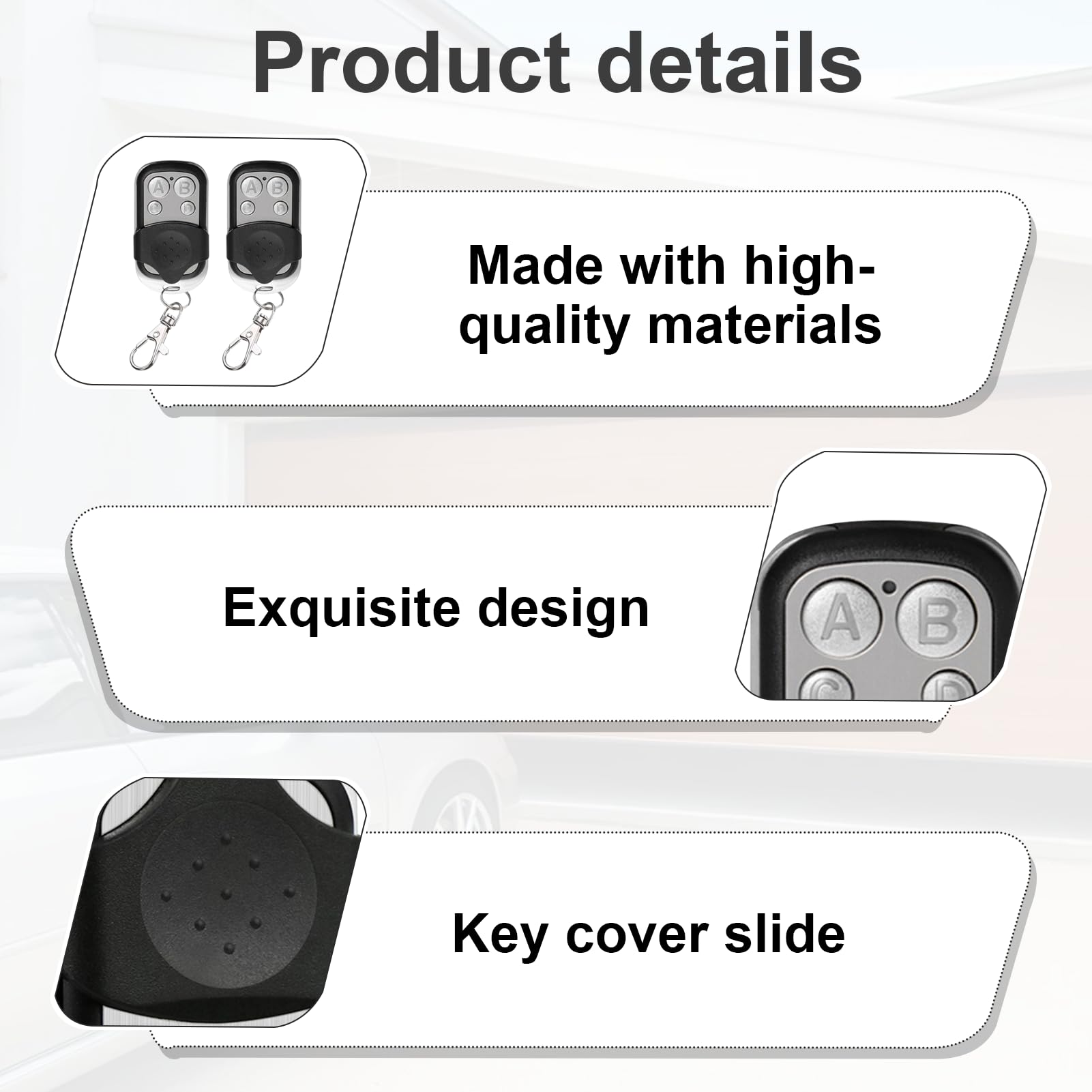 2 Pcs Universal Automatic Gate Remote Control, 433MHz Copy Remote Opener Garage Door Remote Control Fob, 1 - Image 3