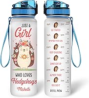 Vista 14 de Hyturtle Botella de agua motivacional personalizada para amantes de los erizos de 32 onzas, 1 litro, fácil de distraer con erizos, botella de agua