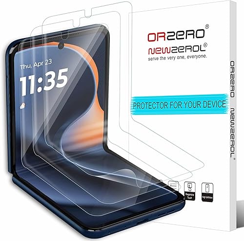 Orzero Paquete de 3 protectores de pantalla compatibles con Motorola Razr 2023, Razr+ Razr Plus 2023 TPU (no vidrio), protector de pantalla de alta
