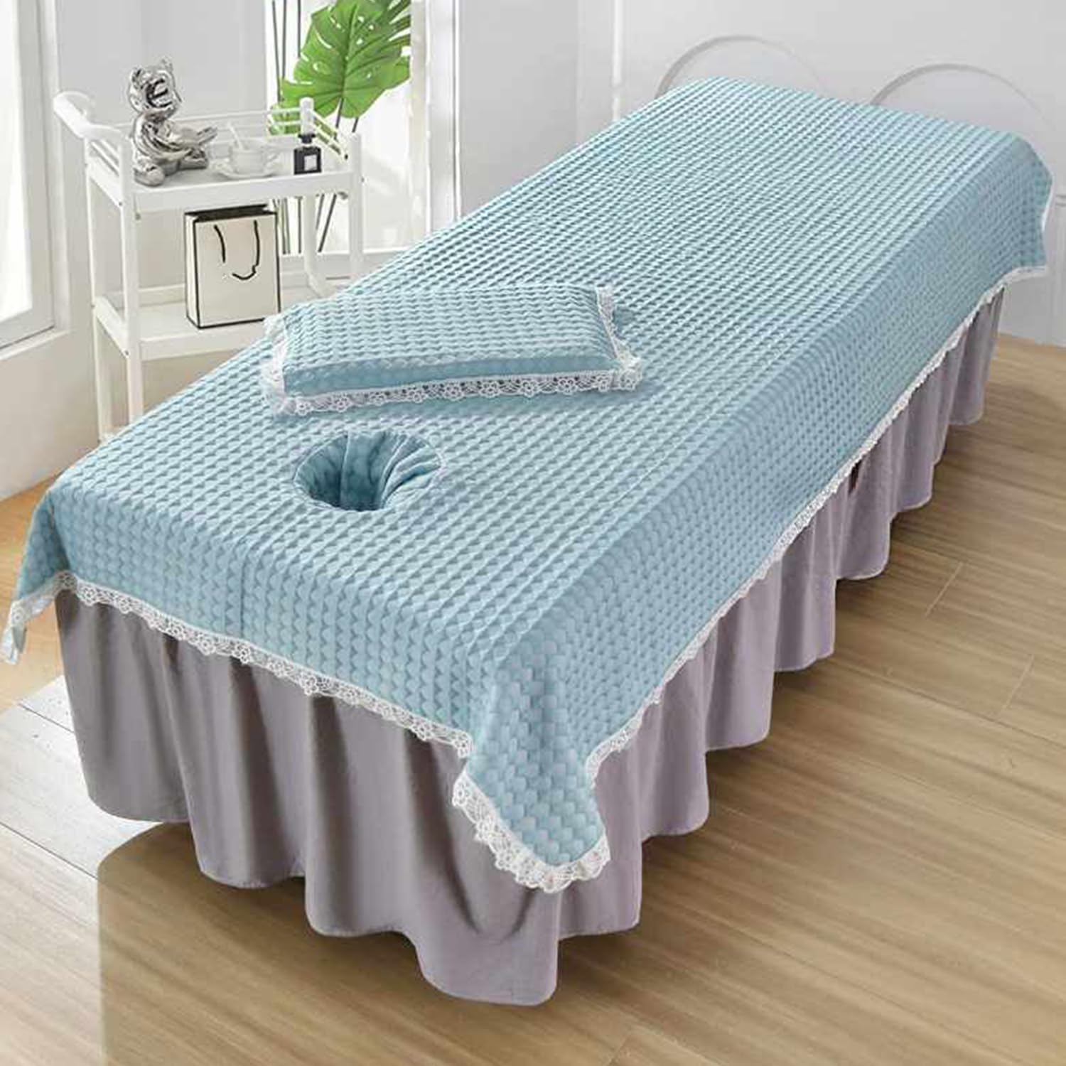 LDLCYCN Massage Table Sheet Spa Beauty Bed Cover with Face Hole for Salons Therapist
