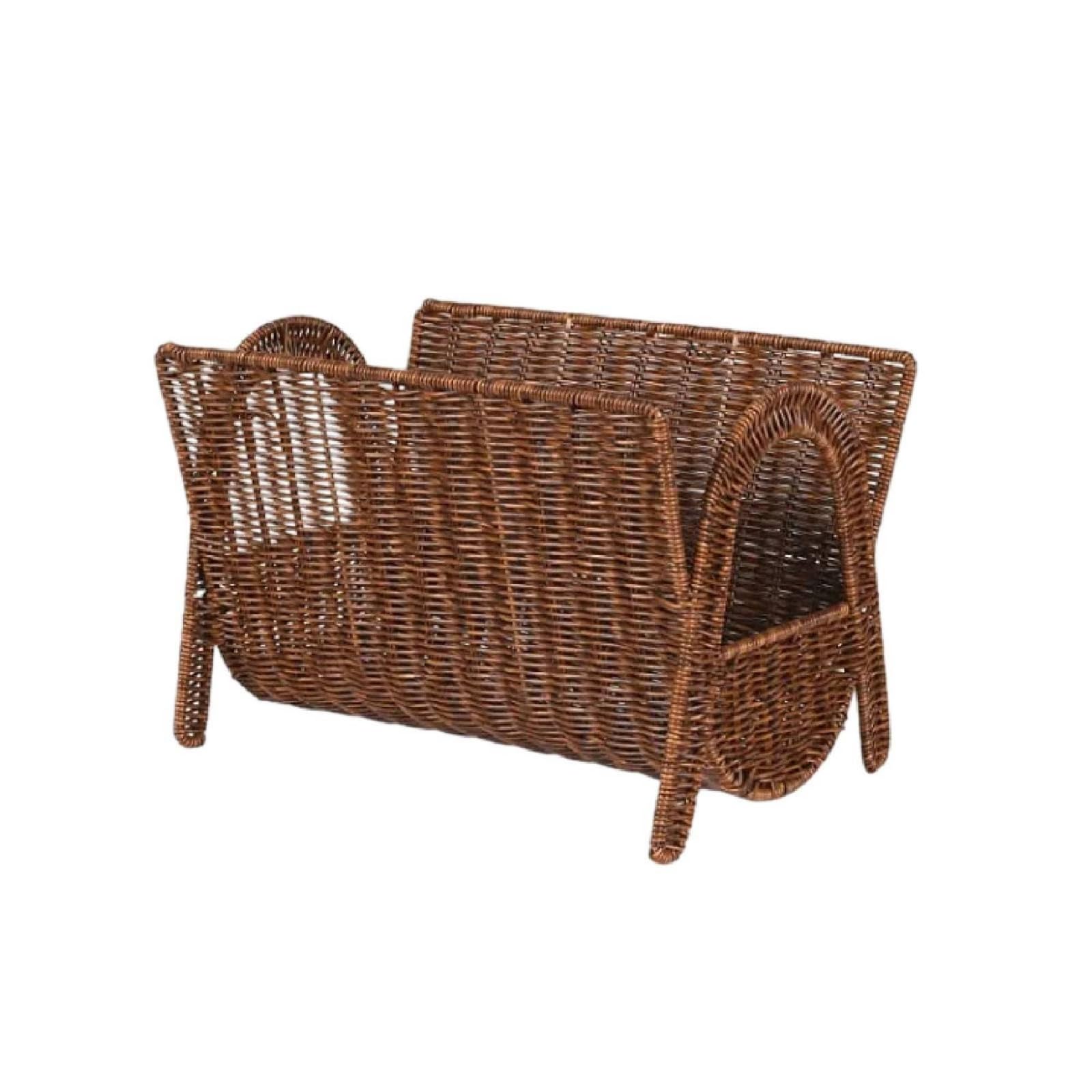 Panier de Rangement Tressé Panier Corbeille Porte-revues Support Magazine Confection en Matière PE Tressée Ouverture Supérieure Pratique Adapté au Lecture Bureau