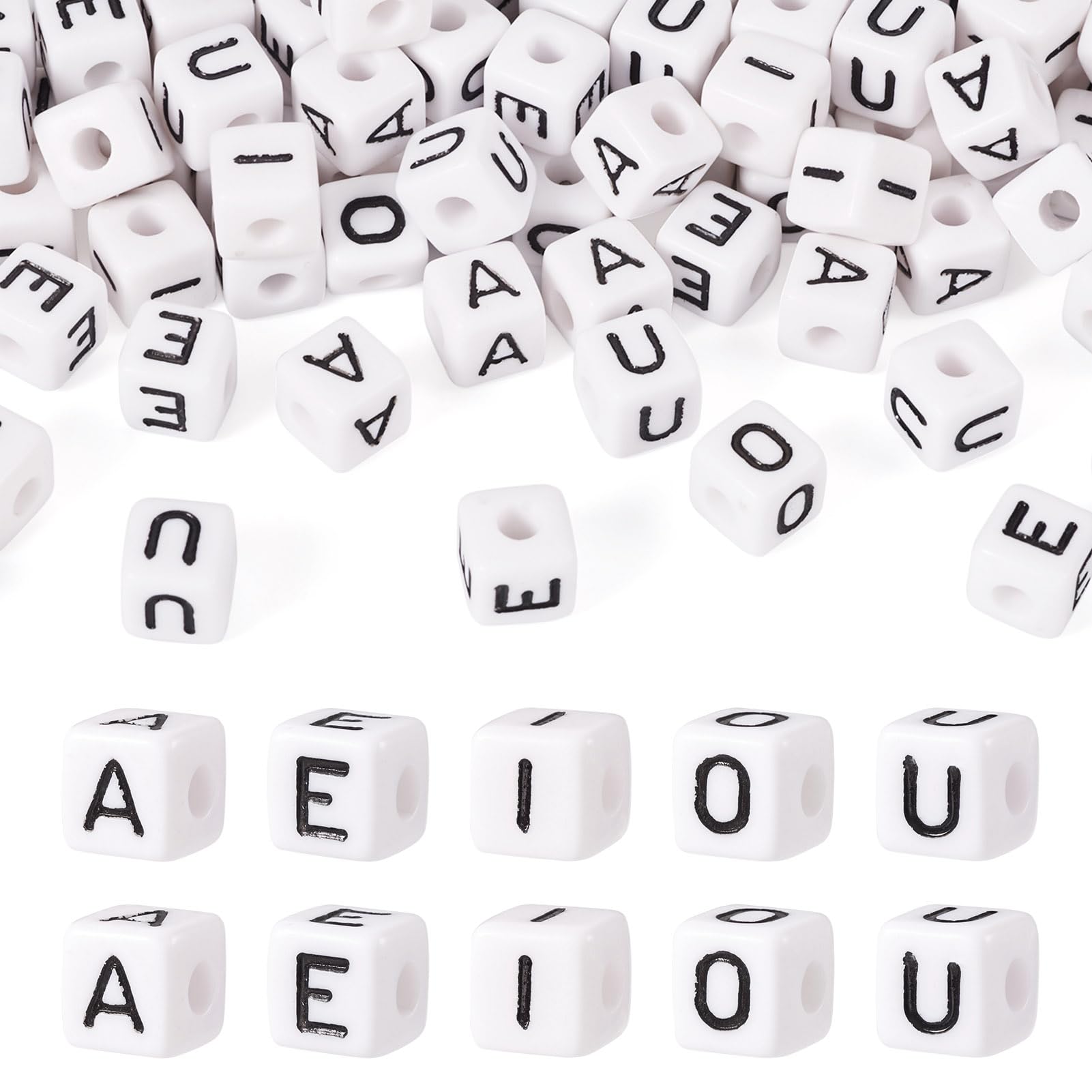 Lot De 1000 Perles Rondes En Acrylique Argenté Avec Lettres De L