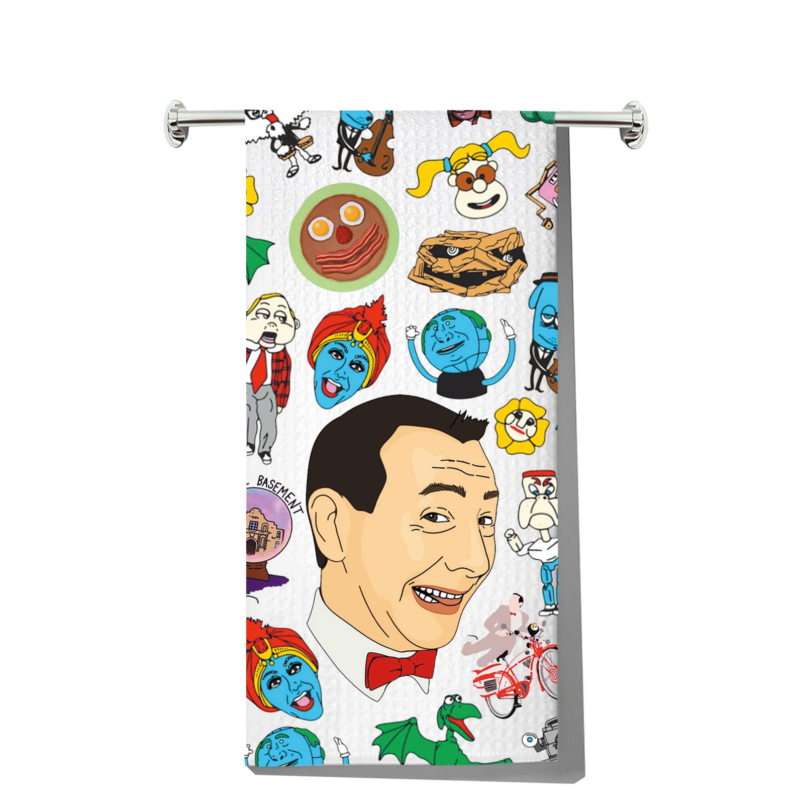 Serviette de cuisine Peewee Herman des années 80 linge de table vintage imprimé Dottie KT