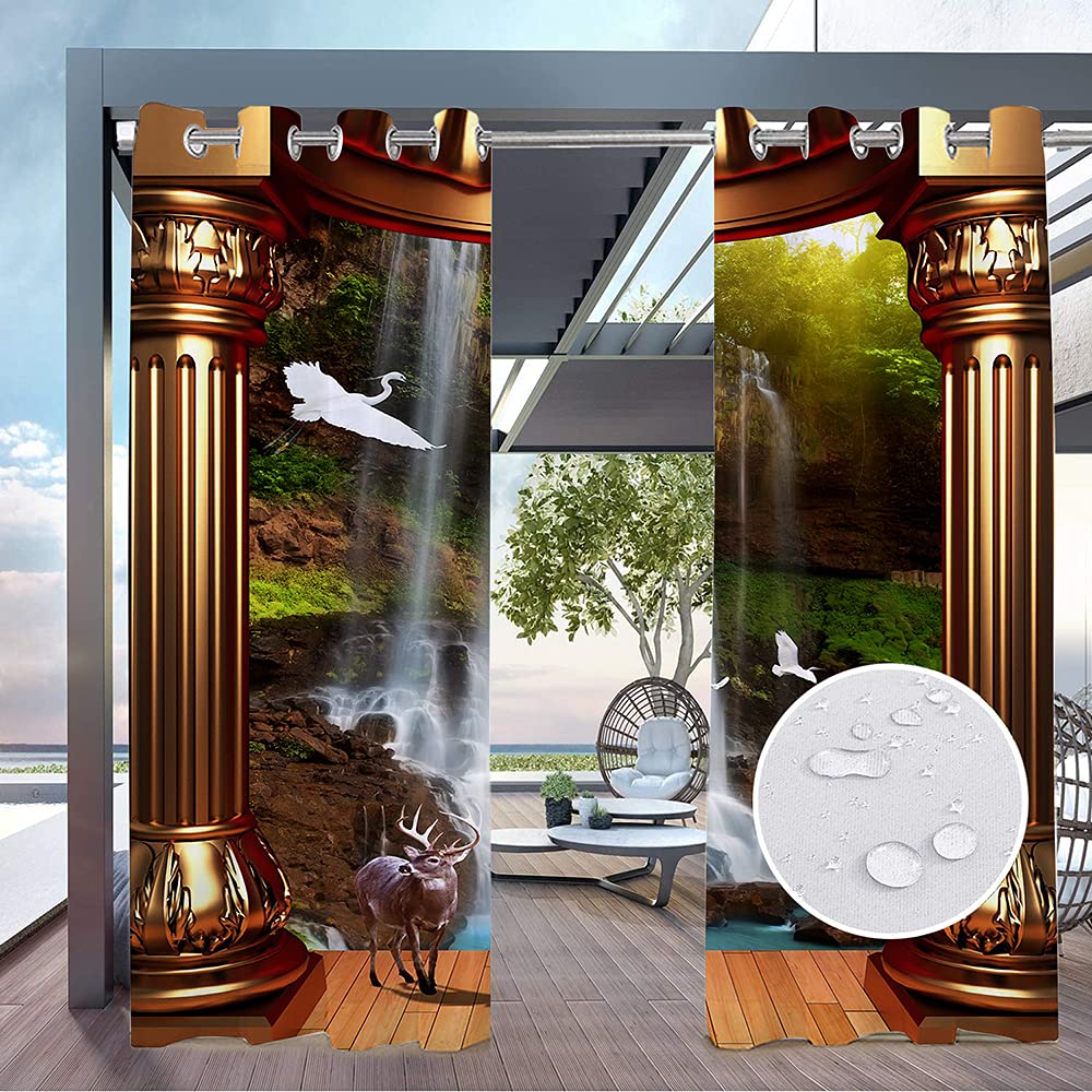 Na zewnątrz patio stary zamek cegły nadruk na ścianie zasłony ogrodowe zasłony zacieniające do salonu baldachim przelotka góra 2 panele (19 52 x 84 cale 132 x 213 cm)