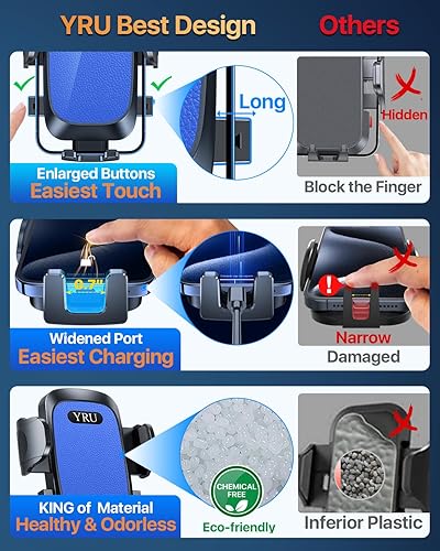 Miniatura 4 de YRU Soporte para teléfono de coche más seguro y fuerte mejorado 2025 con brazo flexible Succión giratoria de 360 y nunca bloquea la vistaSoporte de
