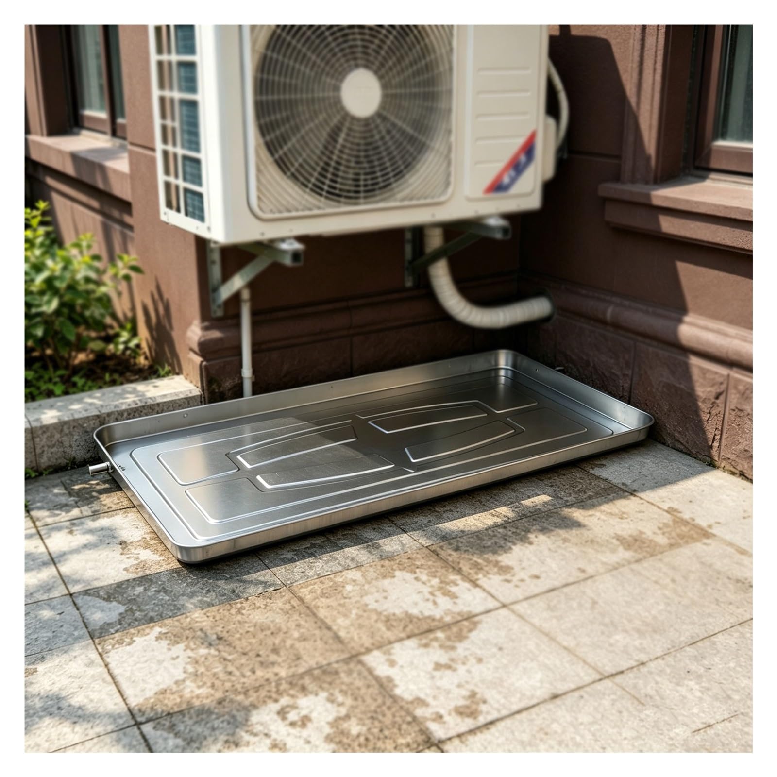 Bandejas Acero Inoxidable, Bandeja Condensados, Con Tubo De Drenaje Y Kit De Instalación, Bandeja Para Aire Acondicionado, Para Balcones Y Patios(1000 * 475 * 38mm,5m water pipe)