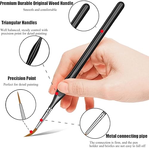 Miniatura 10 de Pinceles en miniatura, 12 pinceles de modelo, juego de pinceles de pintura con microdetalles, pinceles pequeños para manualidades, detalles finos