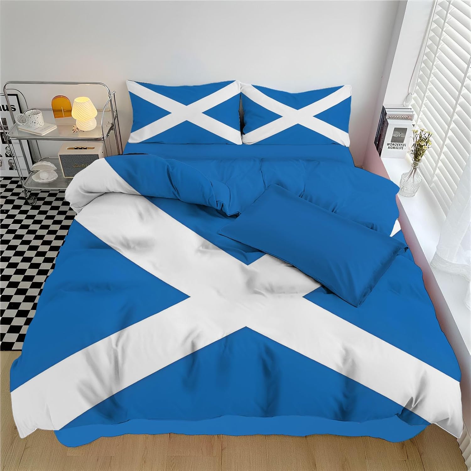 Housse de couette lavable en machine et sans repassage pour grand lit 2 personnes