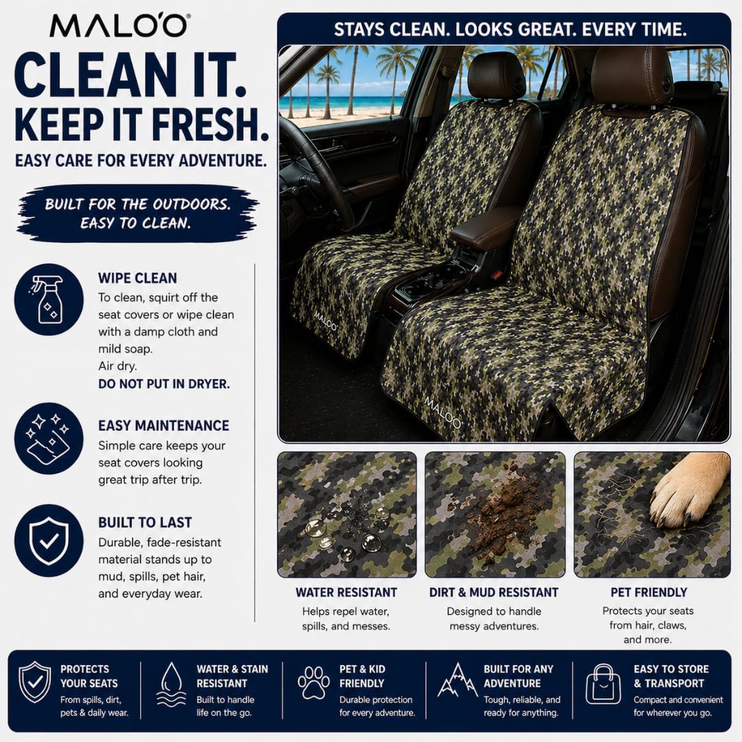 Malo’o SeatGuard Waterproof Neoprene Seat Cover – Universal Fit Car Seat Protector with Headrest Opening, Durable & Heavy Duty – XL (62”x31”) or S/M (51”x25”)