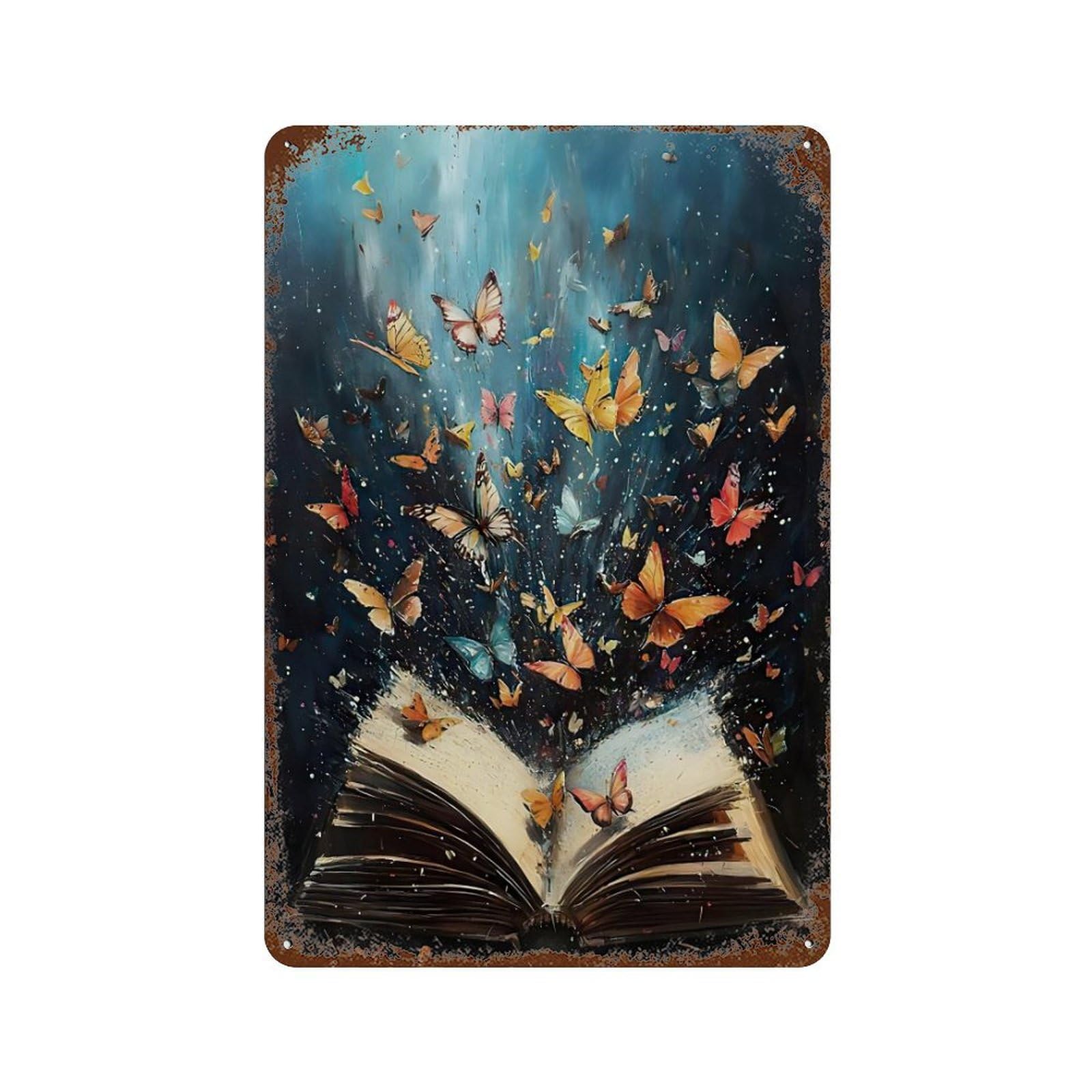 xiaoxiaoshen Dark Academia Book Wall Decor Art Metal Tin Poster Modern Home Decor Art Home Bar Shop Decorations Vintage Sign 30x20cm