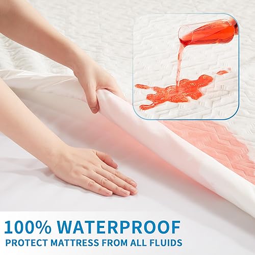 Miniatura 3 de Protector de colchón impermeable tamaño individual XL, rayón hecho de bambú, funda de colchón de cama de tela de aire 3D, protector de colchón